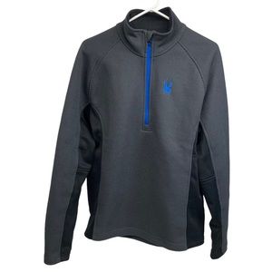 Spyder 1/2 Zip Sweater M Grey and Black with Blue Accents. Moving make an offer